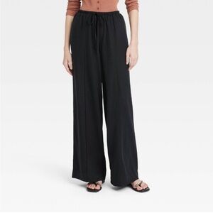 A New Day Women’s High-Rise Wide Leg Linen Pull-On Pants -Size M